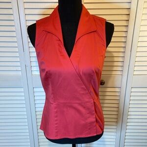 LOFT cotton sleeveless wrap blouse, pink, EUC, 2